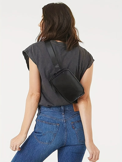 Unisex 1L Adjustable Yoga Waist Pack - High-Quality Nylon with Zipper Closure, Lightweight Crossbody Chest Bag for Travel, Hiking & Casual Sports - Multi-Functional Storage for Phone, Cosmetics, Essentials, Travel Accessory,