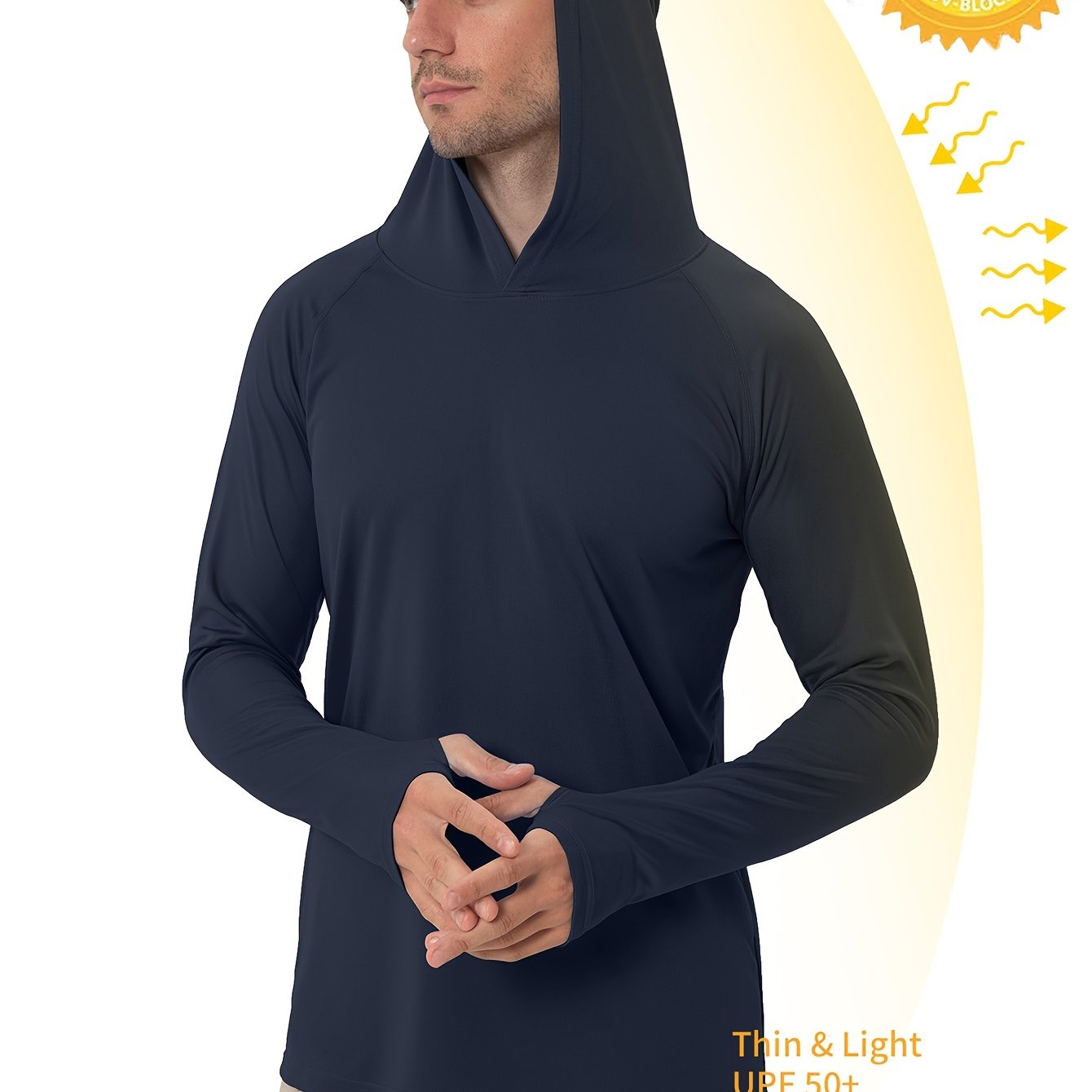 Men's UPF50+ Sun Protection Hoodie - Lightweight Quick-Dry Rash Guard, Breathable Long Sleeve UV Shirt for Fishing, Hiking, Yoga & Running, Olive Green, Machine Washable, Sports Apparel, Sporty Design, Durable Construction, A