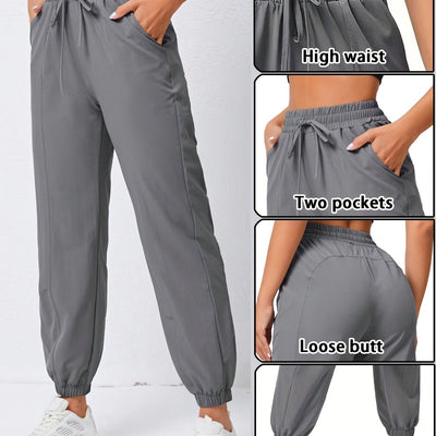 Stretchy Comfort Fit Joggers - Quick Drying, Slant Pockets, Elastic Waistband, Breathable, Moisture-Wicking, Womens Activewear for Fitness, Yoga, Running, and Outdoor Activities