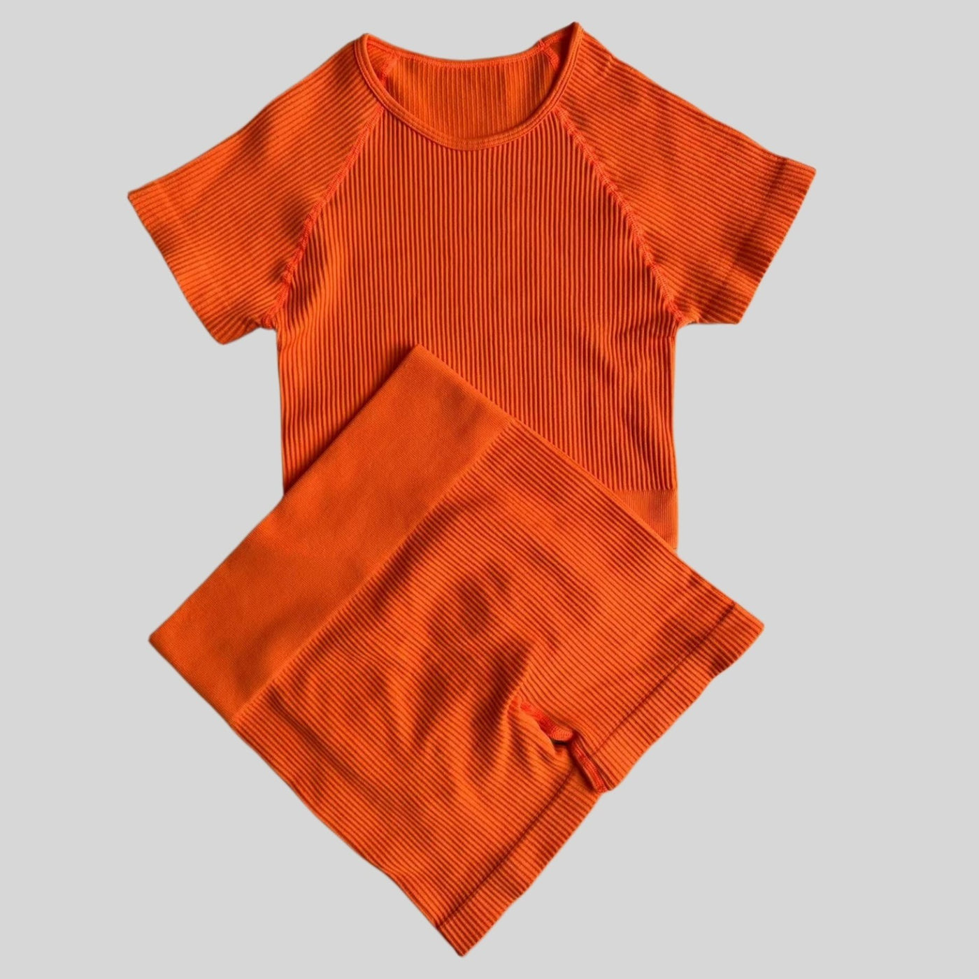 Seamless Butt Lifting Fitness Shorts and Yoga Short Sleeve Set