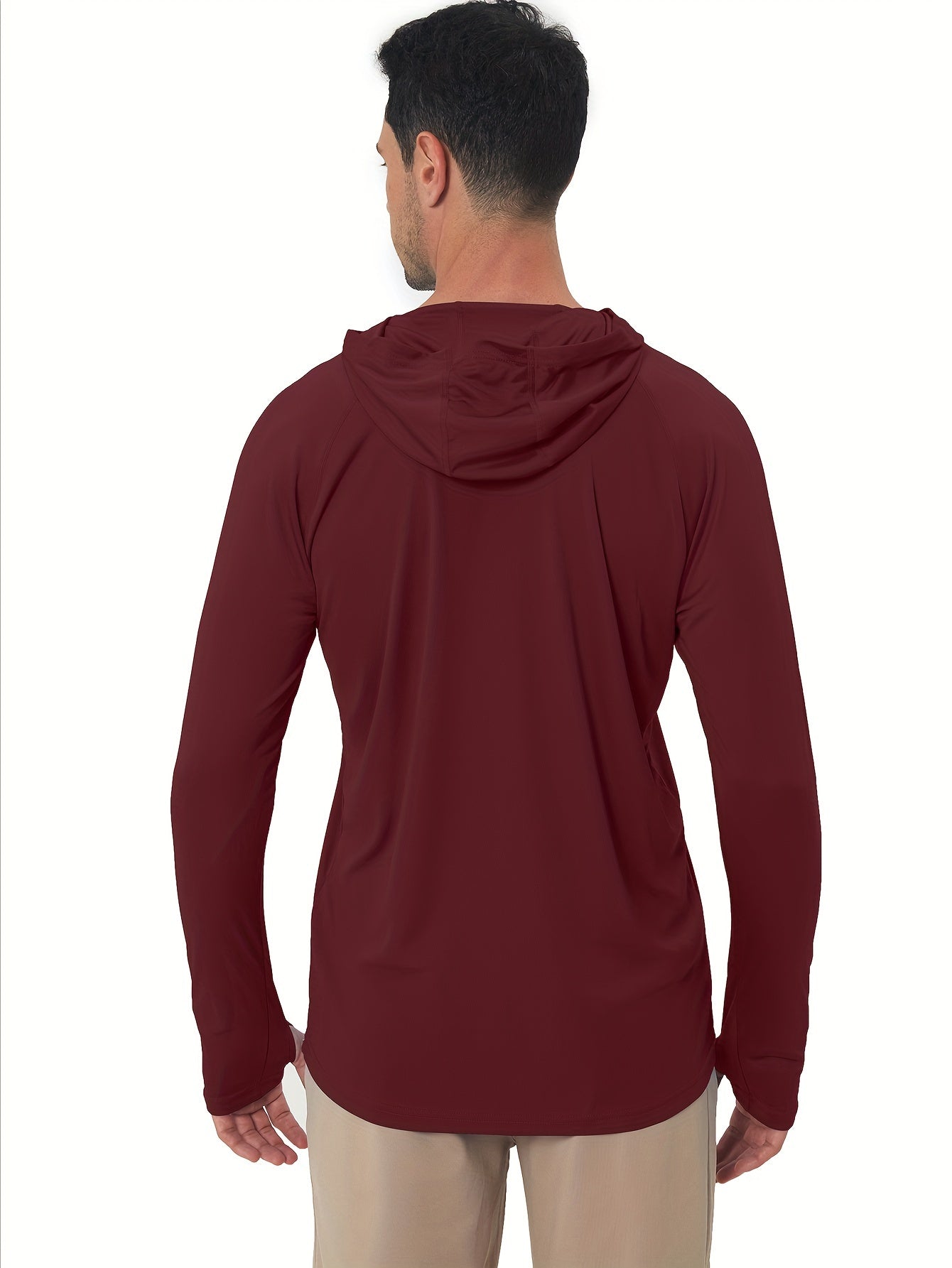 Men's UPF50+ Sun Protection Hoodie - Lightweight Quick-Dry Rash Guard, Breathable Long Sleeve UV Shirt for Fishing, Hiking, Yoga & Running, Olive Green, Machine Washable, Sports Apparel, Sporty Design, Durable Construction, A