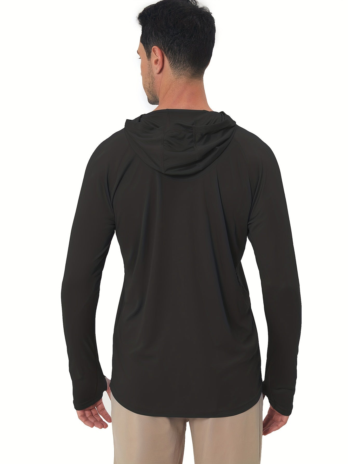 Men's UPF50+ Sun Protection Hoodie - Lightweight Quick-Dry Rash Guard, Breathable Long Sleeve UV Shirt for Fishing, Hiking, Yoga & Running, Olive Green, Machine Washable, Sports Apparel, Sporty Design, Durable Construction, A