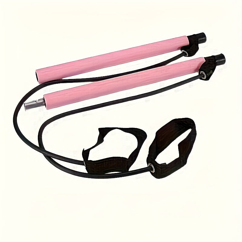 Stainless Steel 1pc Lingpeng Pilates Bar Kit - Colorful Resistance Bands for Home Gym, Yoga, Squats & Full Body Shaping - Lightweight, Easy to Assemble & Carry, Gym Accessories for Men & Women