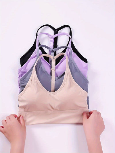 Seamless Halter Sports Bra, Comfy Yoga Fitness Adjustable Bra, Women's Lingerie & Underwear