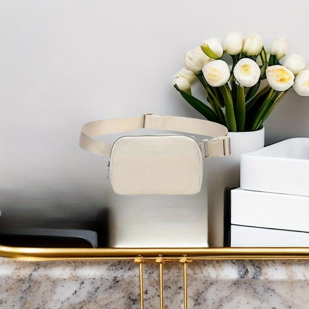 Unisex 1L Adjustable Yoga Waist Pack - High-Quality Nylon with Zipper Closure, Lightweight Crossbody Chest Bag for Travel, Hiking & Casual Sports - Multi-Functional Storage for Phone, Cosmetics, Essentials, Travel Accessory,