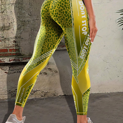 Color Block Tummy Control High Stretch Fitness Pants, Letter Print High Elastic Sports Tight Yoga Leggings, Women's Activewear