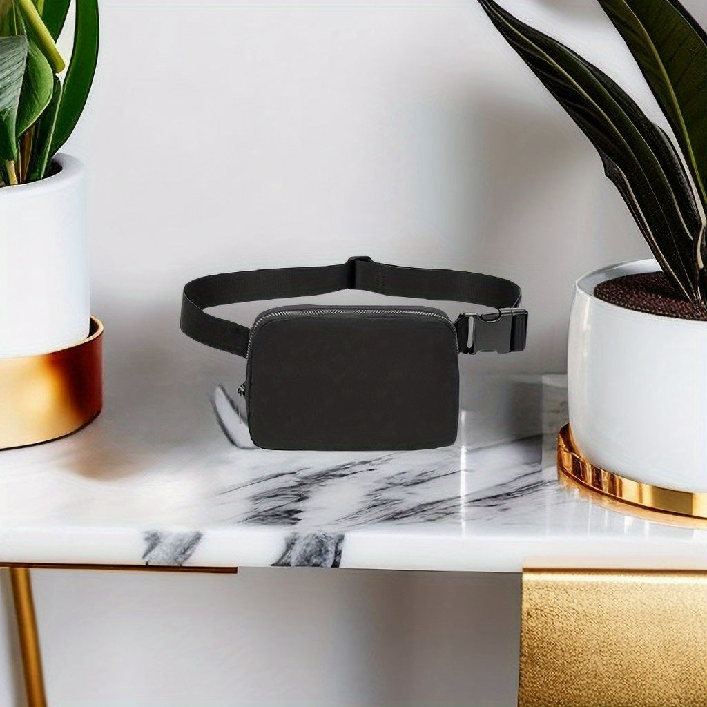 Unisex 1L Adjustable Yoga Waist Pack - High-Quality Nylon with Zipper Closure, Lightweight Crossbody Chest Bag for Travel, Hiking & Casual Sports - Multi-Functional Storage for Phone, Cosmetics, Essentials, Travel Accessory,