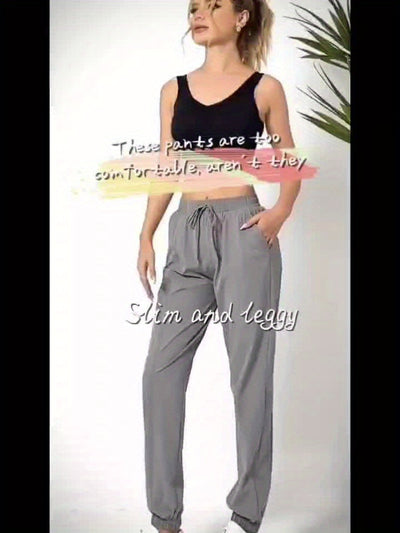 Stretchy Comfort Fit Joggers - Quick Drying, Slant Pockets, Elastic Waistband, Breathable, Moisture-Wicking, Womens Activewear for Fitness, Yoga, Running, and Outdoor Activities