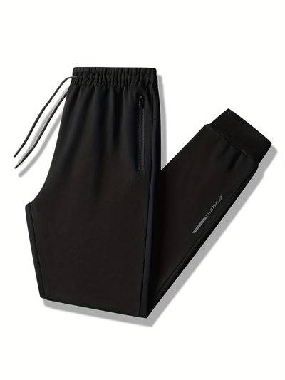 Lightweight Breathable Sports Pants Joggers, Men's Casual Slightly Stretch Zipper Pockets Sweatpants For All Seasons Fitness