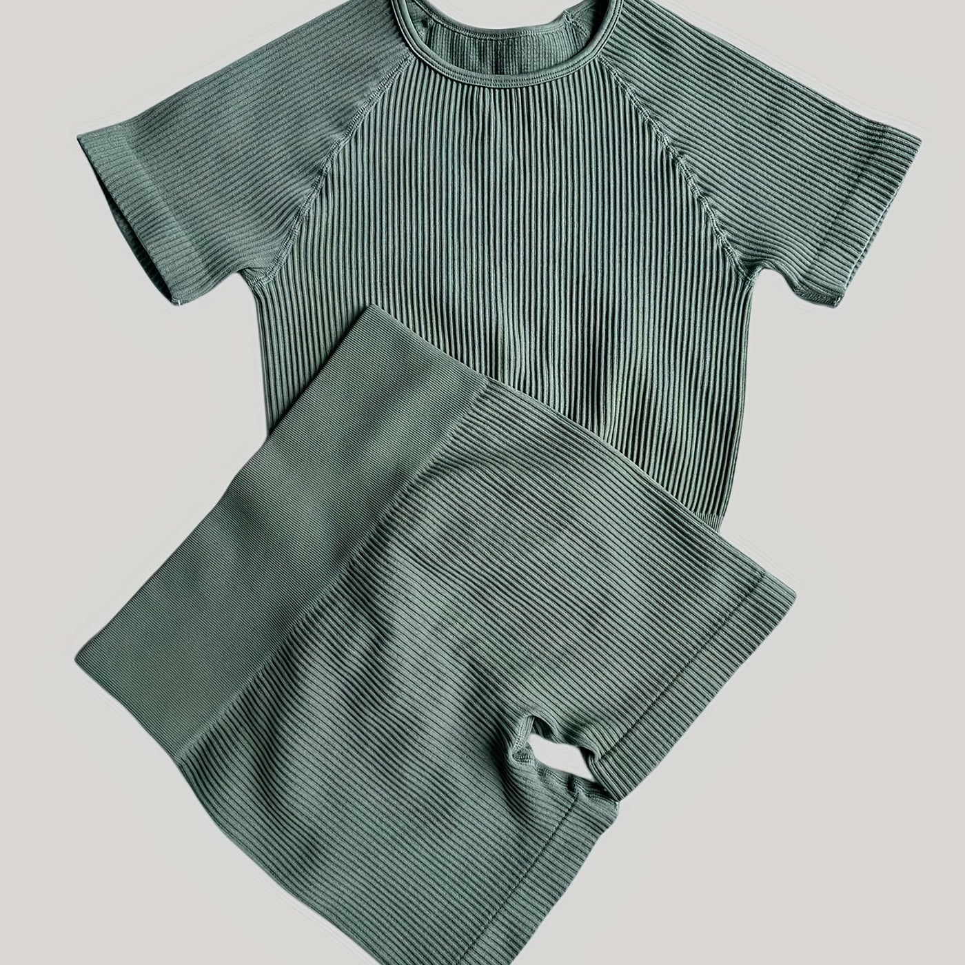 Seamless Butt Lifting Fitness Shorts and Yoga Short Sleeve Set