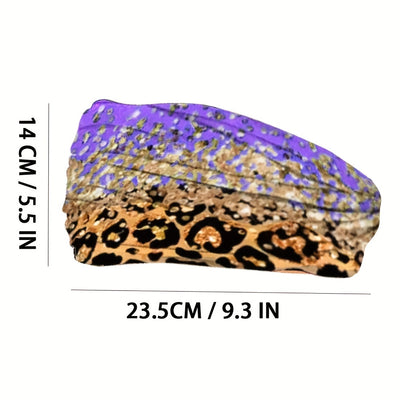 1pcs Boho Leopard Pattern Headband Stretch Wide Hair Bands Knotted Turban Head Band Yoga Running Sweatband Elastic Headband Head Wrap Hair Accessories For Women Teen Female