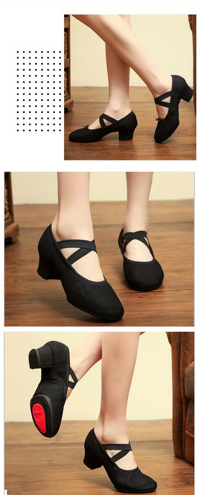 Durable Rubber-Soled Dance Shoes with Heels for Adult Ballet And Yoga Dance.