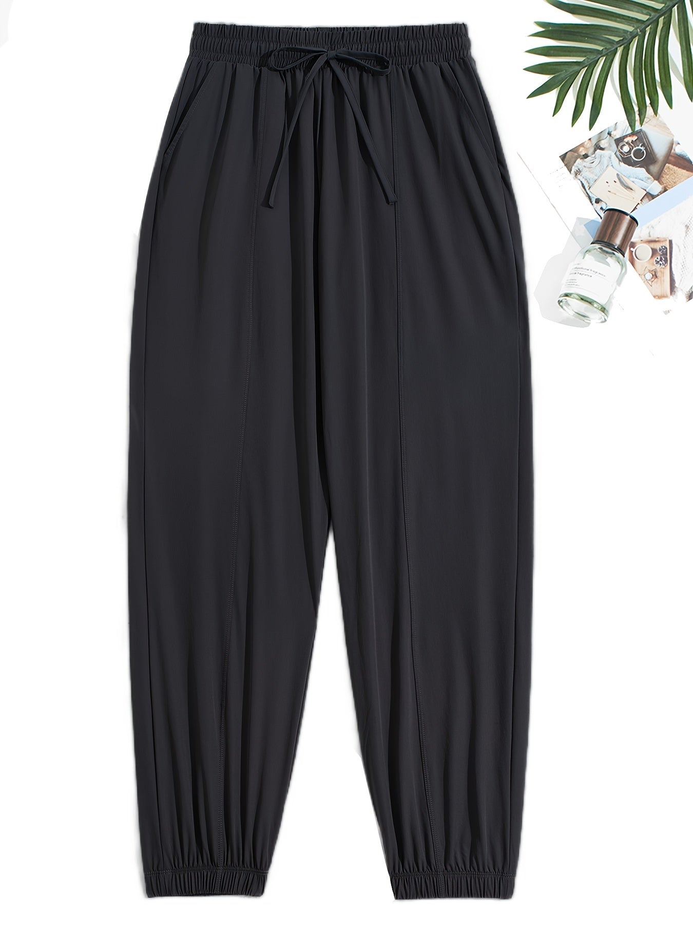 Stretchy Comfort Fit Joggers - Quick Drying, Slant Pockets, Elastic Waistband, Breathable, Moisture-Wicking, Womens Activewear for Fitness, Yoga, Running, and Outdoor Activities