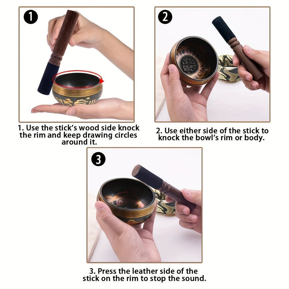 Tibetan Singing Bowls Set~ Meditation Sound Bowl hand Hammered in Nepal for Yoga, Meditation, Mindfulness, Healing & Chakra balancing