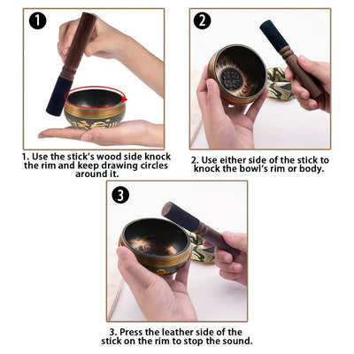 Tibetan Singing Bowls Set~ Meditation Sound Bowl hand Hammered in Nepal for Yoga, Meditation, Mindfulness, Healing & Chakra balancing