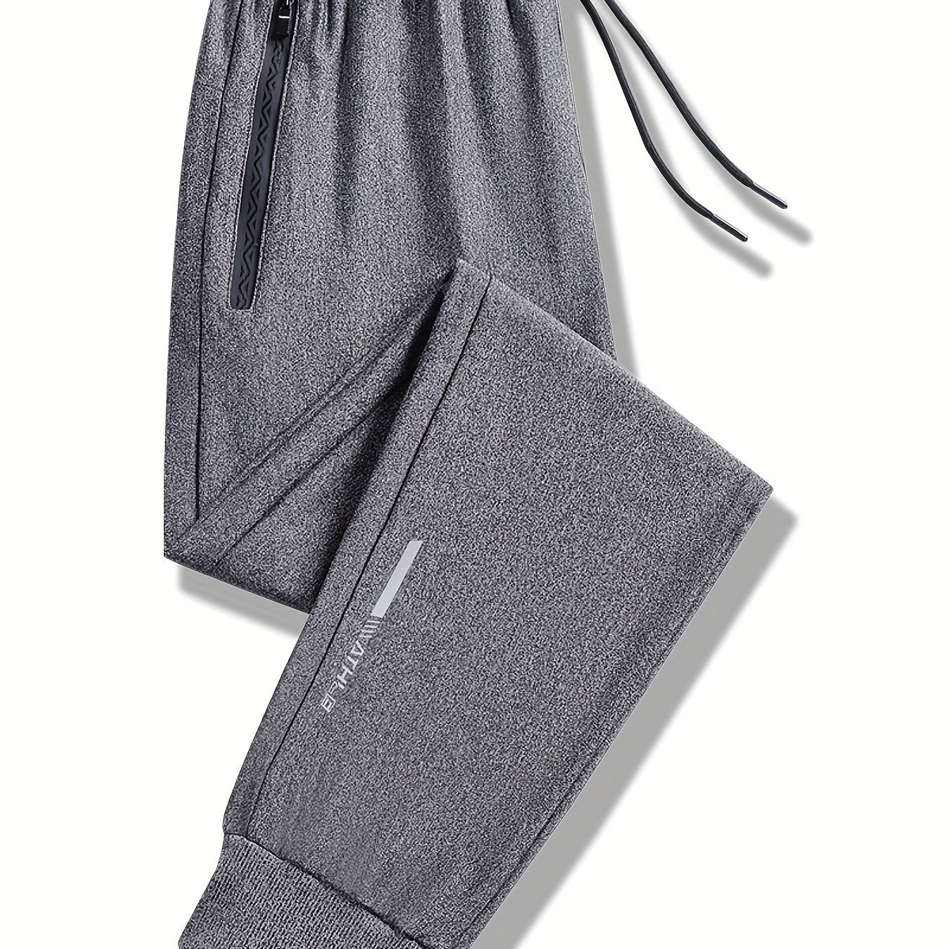 Lightweight Breathable Sports Pants Joggers, Men's Casual Slightly Stretch Zipper Pockets Sweatpants For All Seasons Fitness