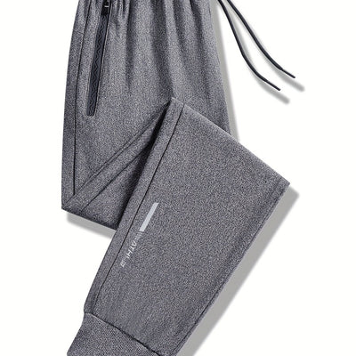 Lightweight Breathable Sports Pants Joggers, Men's Casual Slightly Stretch Zipper Pockets Sweatpants For All Seasons Fitness