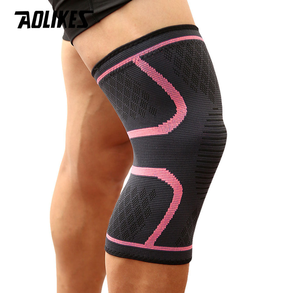 1pc AOLIKES Compression Knee Sleeve | Breathable, Non-Slip, Ideal for Running, Volleyball, Basketball, Yoga, Tennis, Football - Available in, Grey, Red