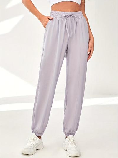 Stretchy Comfort Fit Joggers - Quick Drying, Slant Pockets, Elastic Waistband, Breathable, Moisture-Wicking, Womens Activewear for Fitness, Yoga, Running, and Outdoor Activities