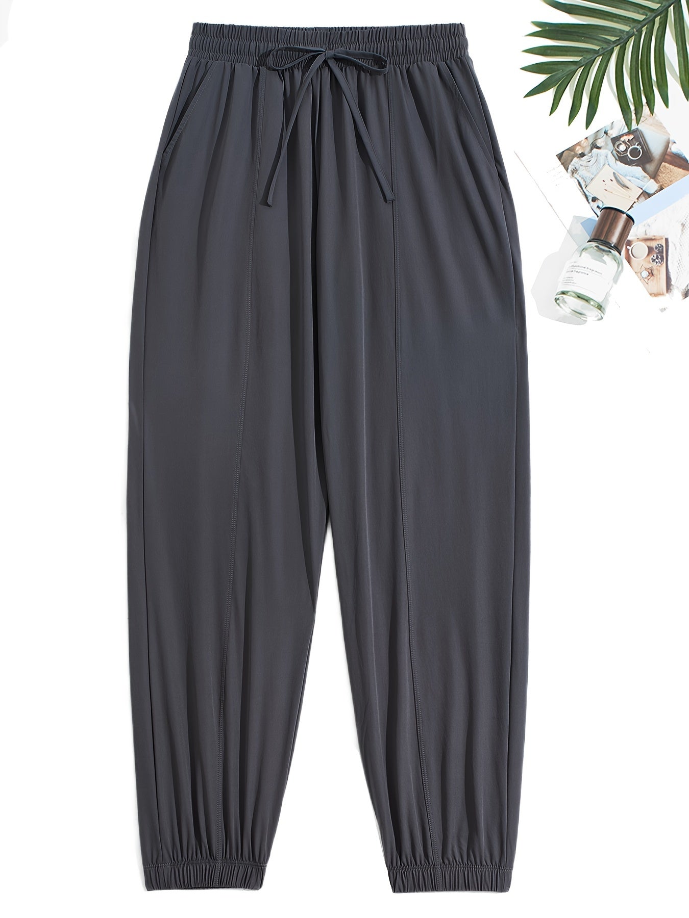 Stretchy Comfort Fit Joggers - Quick Drying, Slant Pockets, Elastic Waistband, Breathable, Moisture-Wicking, Womens Activewear for Fitness, Yoga, Running, and Outdoor Activities