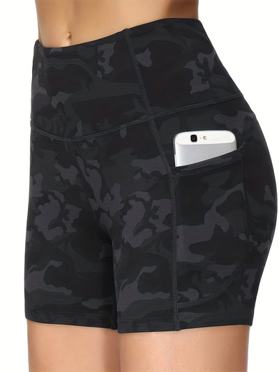 Women's High Waist Marble Printed Shorts - Slim Fit, Lift Hip, Yoga Workout Shorts - Polyester & Spandex Blend - For Fitness Enthusiasts & Yoga Lovers - Perfect for Gym, Outdoor Workouts & Everyday Wear