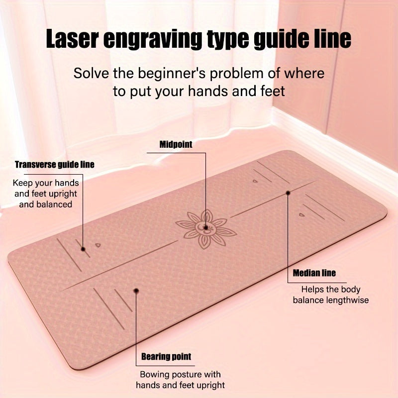 1pc TPE Non-Slip Yoga Pilates Training Mat, Home Fitness Accessories, Yoga Mat