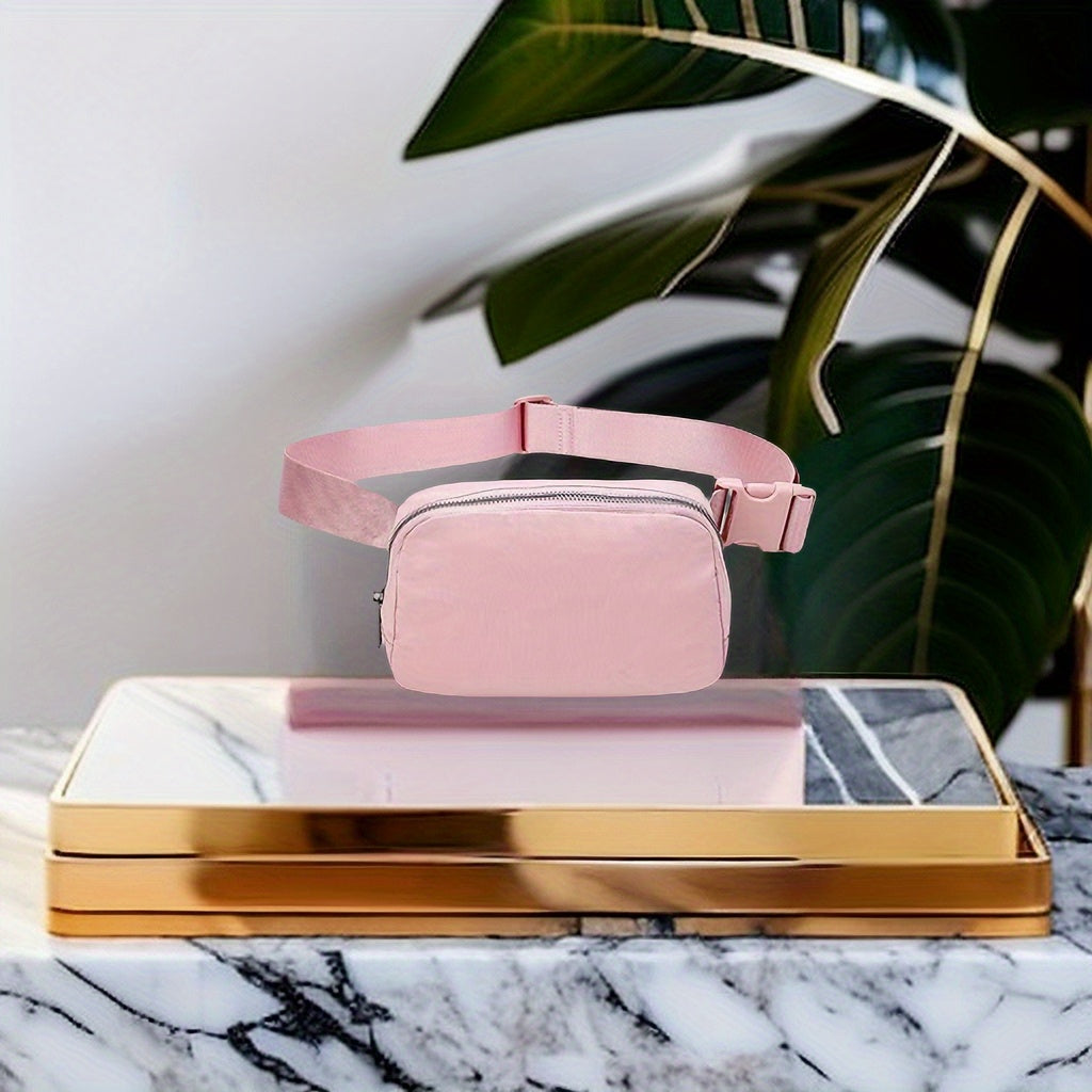 Unisex 1L Adjustable Yoga Waist Pack - High-Quality Nylon with Zipper Closure, Lightweight Crossbody Chest Bag for Travel, Hiking & Casual Sports - Multi-Functional Storage for Phone, Cosmetics, Essentials, Travel Accessory,