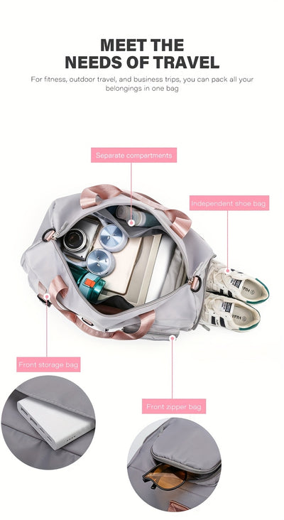 Women's Crossbody Bag, Outdoor Sports Fitness Bag, Weekend Luggage Bag, Yoga Bag, Multi-Pocket Short Trip Handbag