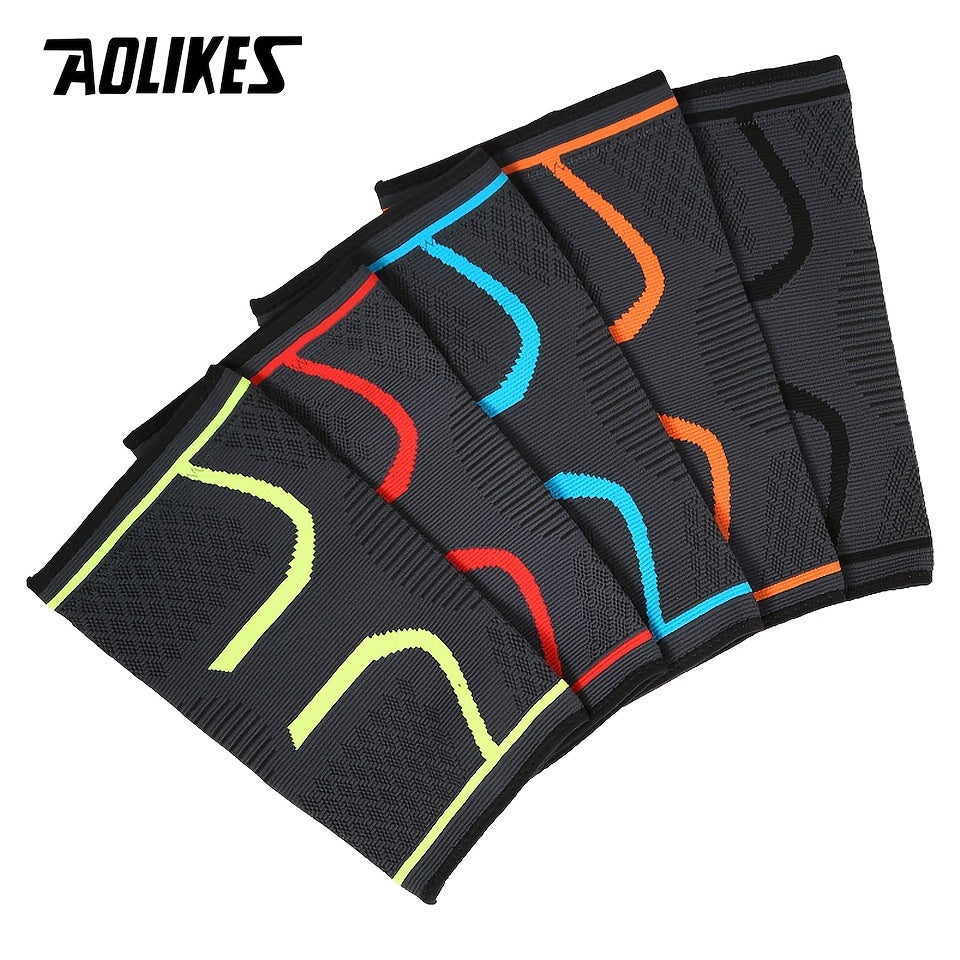1pc AOLIKES Compression Knee Sleeve | Breathable, Non-Slip, Ideal for Running, Volleyball, Basketball, Yoga, Tennis, Football - Available in, Grey, Red