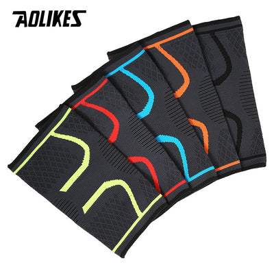 1pc AOLIKES Compression Knee Sleeve | Breathable, Non-Slip, Ideal for Running, Volleyball, Basketball, Yoga, Tennis, Football - Available in, Grey, Red