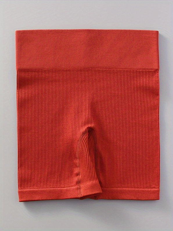 2pcs Women'S Breathable Seamless Yoga Leggings & Bra Set - High-Stretch Ribbed Gym Workout Shorts with Bra, Moisture-Wicking Athletic Outfit for Running, Pilates