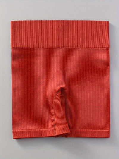 2pcs Women'S Breathable Seamless Yoga Leggings & Bra Set - High-Stretch Ribbed Gym Workout Shorts with Bra, Moisture-Wicking Athletic Outfit for Running, Pilates