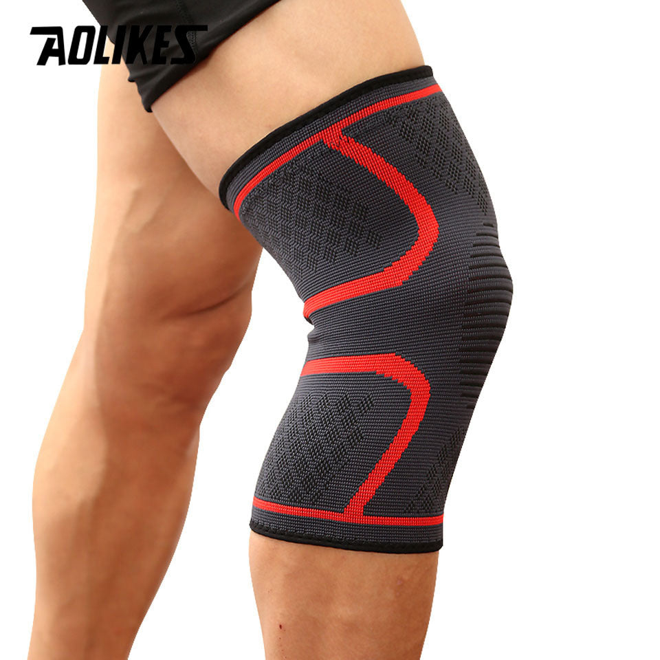 1pc AOLIKES Compression Knee Sleeve | Breathable, Non-Slip, Ideal for Running, Volleyball, Basketball, Yoga, Tennis, Football - Available in, Grey, Red