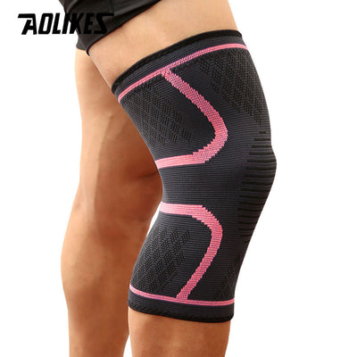 1pc AOLIKES Compression Knee Sleeve | Breathable, Non-Slip, Ideal for Running, Volleyball, Basketball, Yoga, Tennis, Football - Available in, Grey, Red