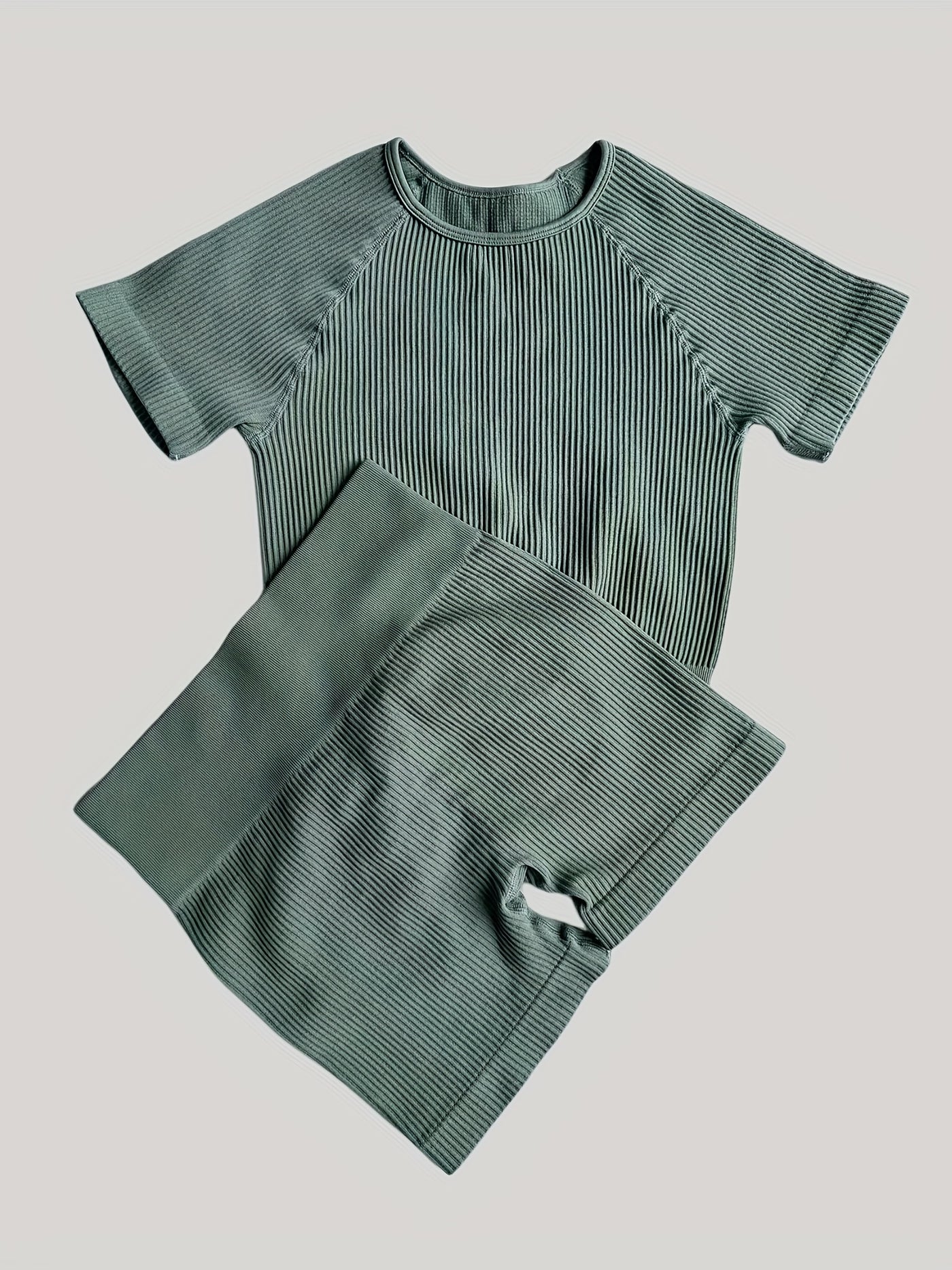 Seamless Butt Lifting Fitness Shorts and Yoga Short Sleeve Set