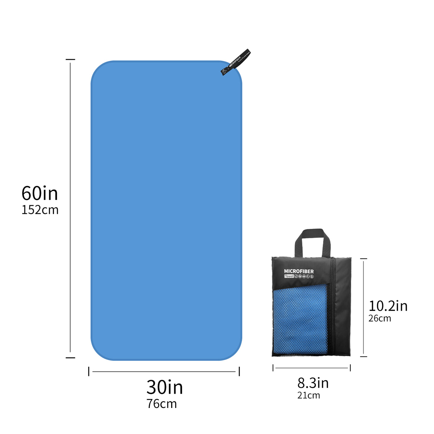 Quick Drying Absorbent 1pc Mutao Microfiber Towel - With Mesh Bag For Camping, Gym Yoga, Backpacking, Hiking