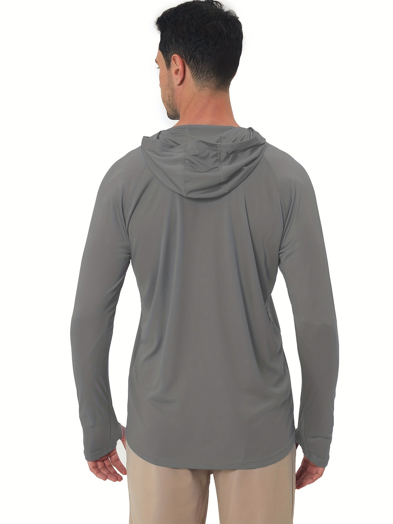 Men's UPF50+ Sun Protection Hoodie - Lightweight Quick-Dry Rash Guard, Breathable Long Sleeve UV Shirt for Fishing, Hiking, Yoga & Running, Olive Green, Machine Washable, Sports Apparel, Sporty Design, Durable Construction, A