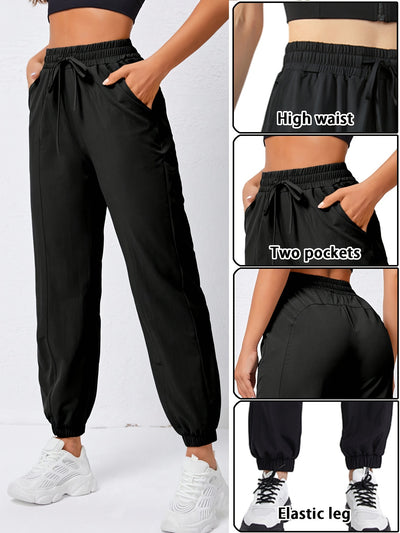 Stretchy Comfort Fit Joggers - Quick Drying, Slant Pockets, Elastic Waistband, Breathable, Moisture-Wicking, Womens Activewear for Fitness, Yoga, Running, and Outdoor Activities