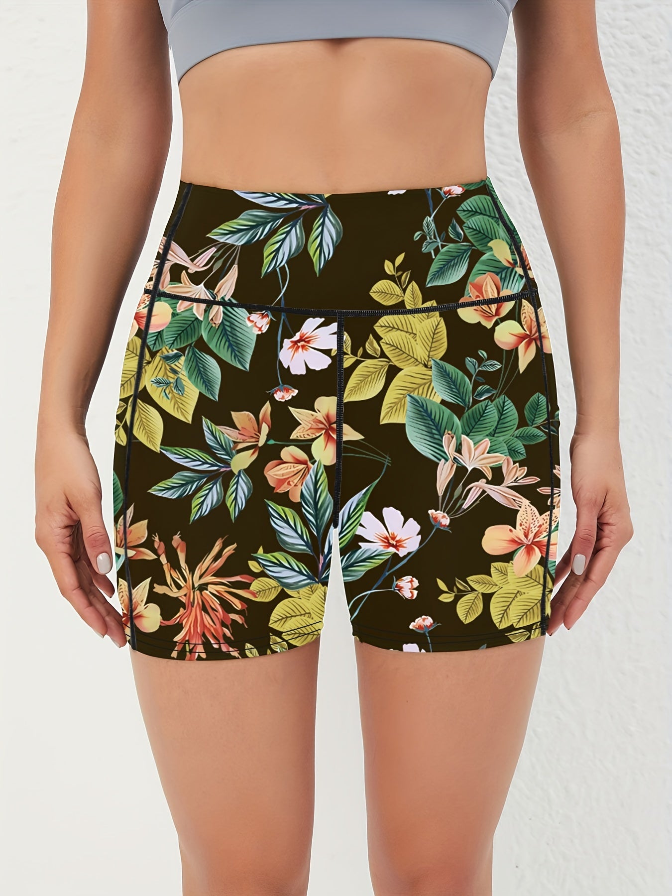 Women's High Waist Marble Printed Shorts - Slim Fit, Lift Hip, Yoga Workout Shorts - Polyester & Spandex Blend - For Fitness Enthusiasts & Yoga Lovers - Perfect for Gym, Outdoor Workouts & Everyday Wear