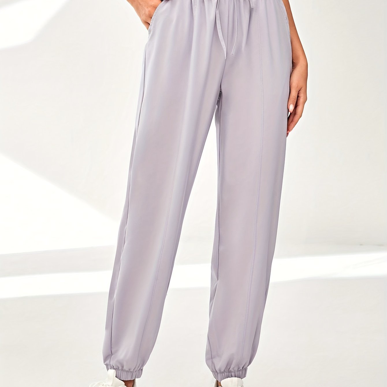 Stretchy Comfort Fit Joggers - Quick Drying, Slant Pockets, Elastic Waistband, Breathable, Moisture-Wicking, Womens Activewear for Fitness, Yoga, Running, and Outdoor Activities