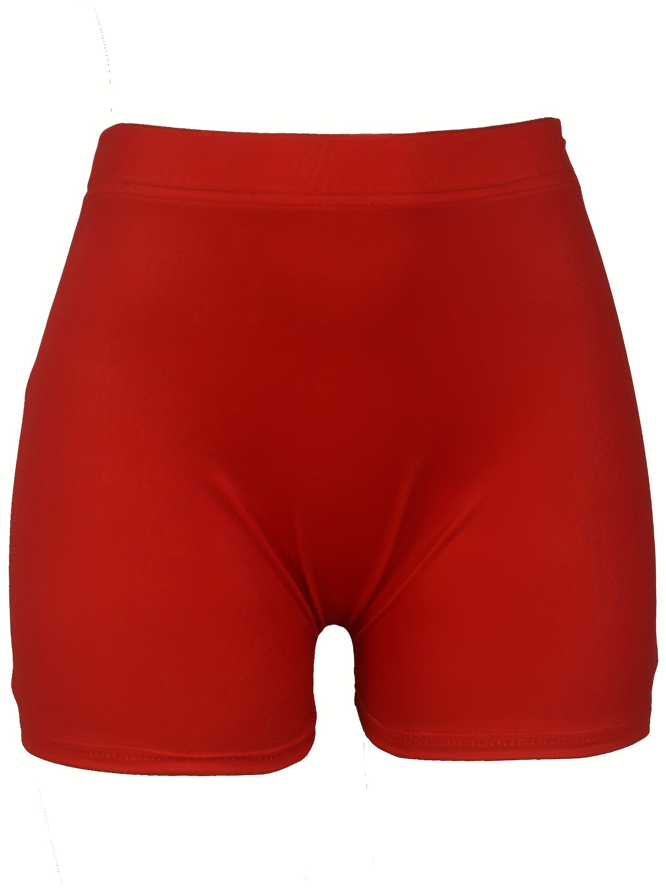 [High Waist Skinny Shorts] Solid High Waist Skinny Shorts, Casual Stretchy Yoga Shorts For Spring & Summer, Women's Clothing