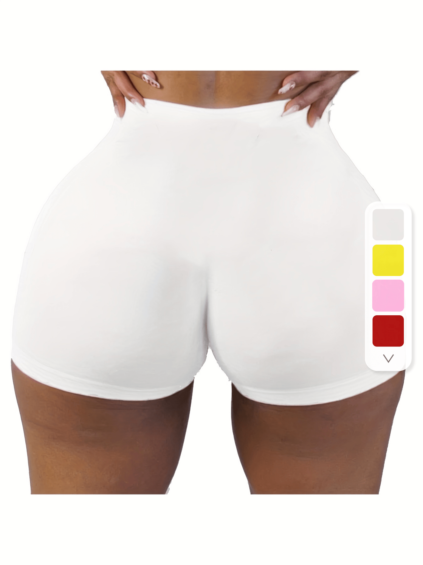 [High Waist Skinny Shorts] Solid High Waist Skinny Shorts, Casual Stretchy Yoga Shorts For Spring & Summer, Women's Clothing