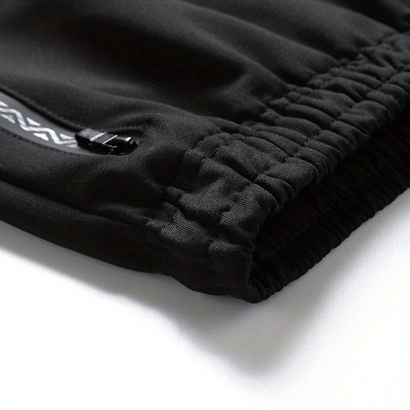 Lightweight Breathable Sports Pants Joggers, Men's Casual Slightly Stretch Zipper Pockets Sweatpants For All Seasons Fitness