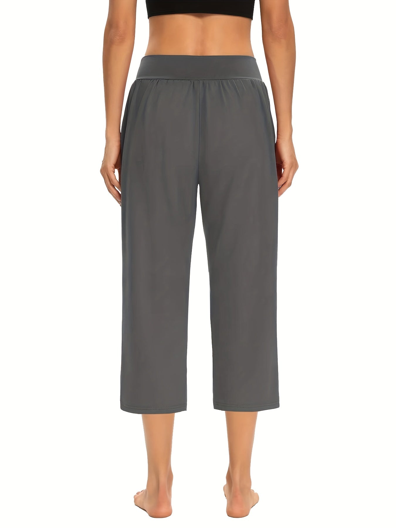 Plus Size Womens Capri Pants - Comfortable Solid Waistband, High Rise Skinny Fit - Fashionable for Casual Wear & Fitness