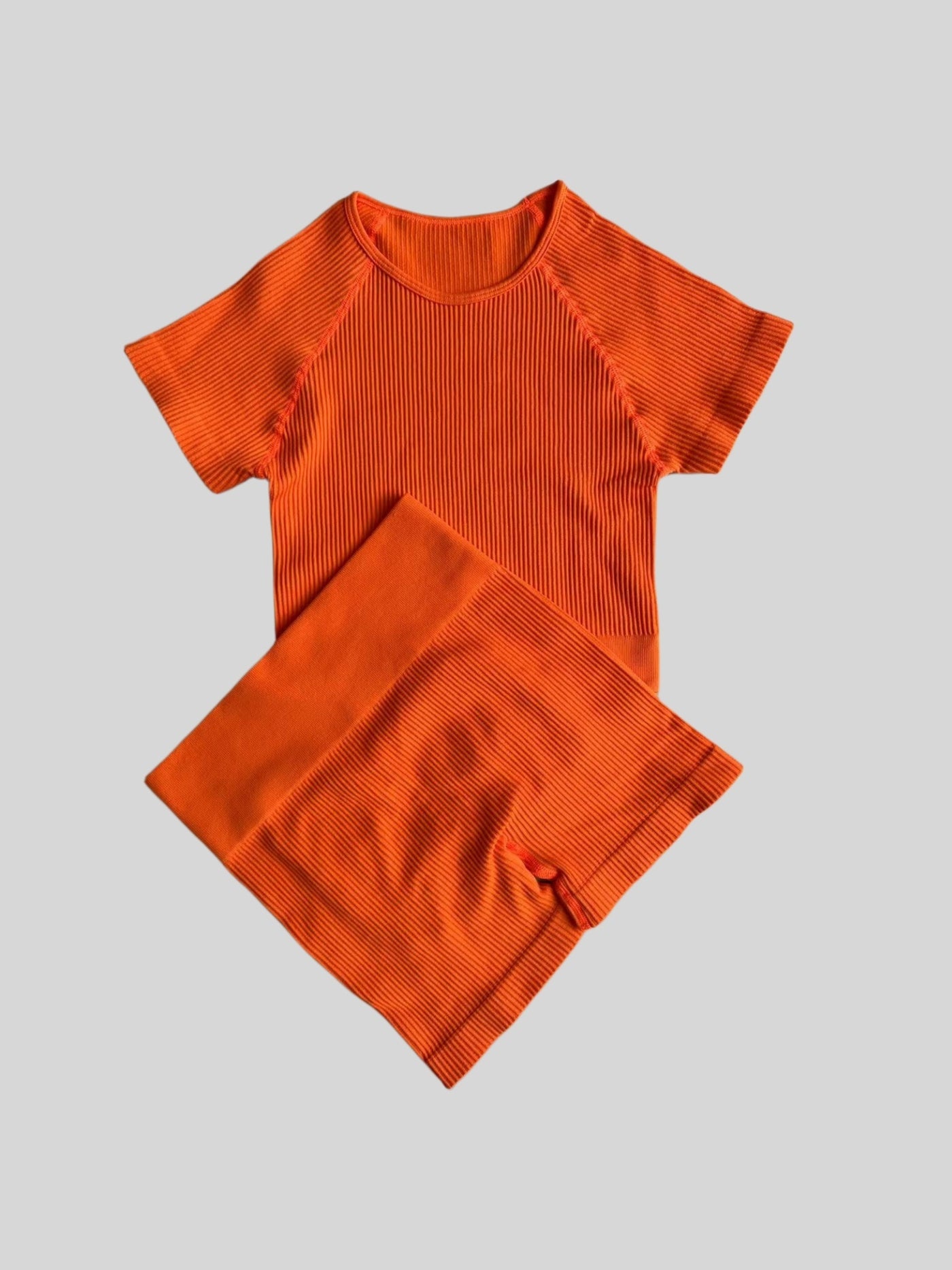 Seamless Butt Lifting Fitness Shorts and Yoga Short Sleeve Set