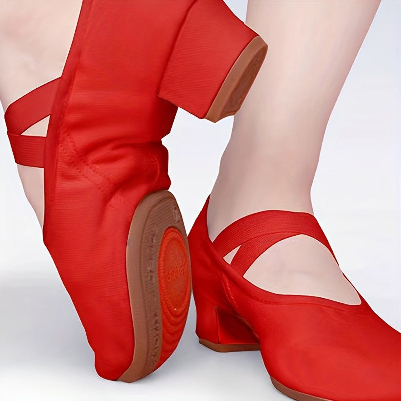 Durable Rubber-Soled Dance Shoes with Heels for Adult Ballet And Yoga Dance.