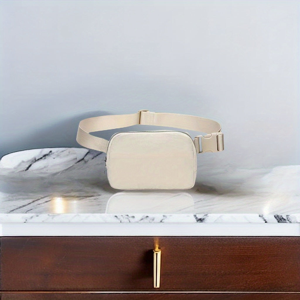 Unisex 1L Adjustable Yoga Waist Pack - High-Quality Nylon with Zipper Closure, Lightweight Crossbody Chest Bag for Travel, Hiking & Casual Sports - Multi-Functional Storage for Phone, Cosmetics, Essentials, Travel Accessory,