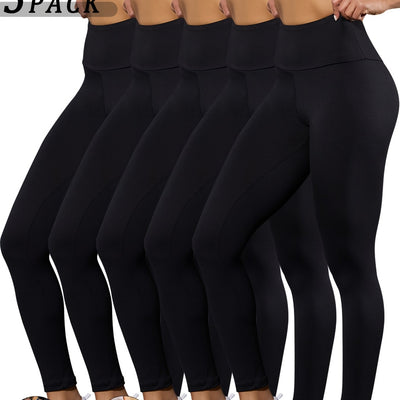 5 Pack Super Soft Leggings for Women, High Waisted Tummy Control No See Through Workout Yoga Running Pants Leggings
