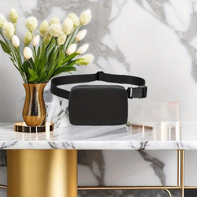 Unisex 1L Adjustable Yoga Waist Pack - High-Quality Nylon with Zipper Closure, Lightweight Crossbody Chest Bag for Travel, Hiking & Casual Sports - Multi-Functional Storage for Phone, Cosmetics, Essentials, Travel Accessory,